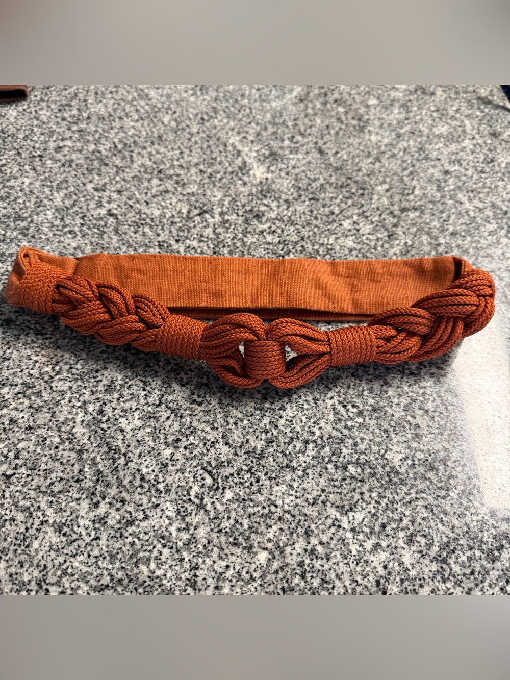 Vintage Rust Macrame Rope Knot Belt | Boho Wide Waist Belt | Burnt Sienna | S/M - Picture 6 of 6